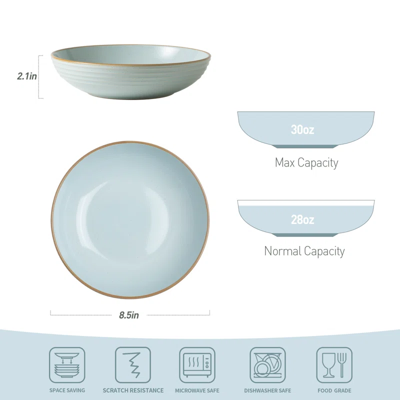 Kellison Latitude Run Stoneware 30oz Large Pasta Bowl (Set of 4) - Image 4